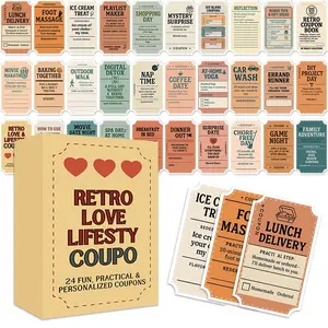 Vintage Couple Love Exchange Voucher Greeting Cards, 24 Fun and Interactive Cards for Couples, Family, and Friends, Christmas and Halloween Gift