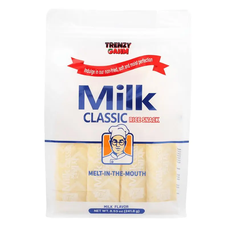 Trenzy Gahm Milk Classic Rice Snack - Creamy Milk Flavor Crispy Snack Individually Wrapped Melt In The Mouth Crunchy Korean Rice Cake Treat - Ricecakes