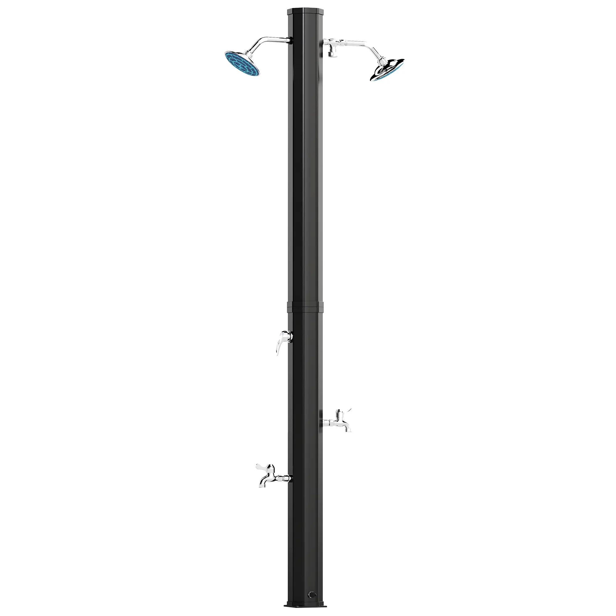 Outsunny 9.2 Gal Solar Heated Outdoor Shower, 2-Section 7.1F Outdoor Solar Shower with 2 Free-Rotating Shower Heads, Temperature Adjustment & 2 Foot Showers for Backyard Poolside Beach Pool Spa