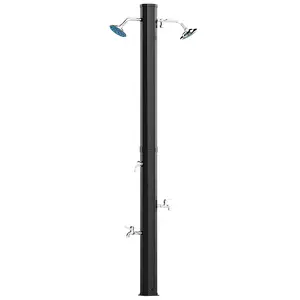 Outsunny 9.2 Gal Solar Heated Outdoor Shower, 2-Section 7.1F Outdoor Solar Shower with 2 Free-Rotating Shower Heads, Temperature Adjustment & 2 Foot Showers for Backyard Poolside Beach Pool Spa