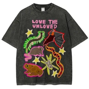 Love The Unloved Unisex Vintage unisex Tee Vintage Distressed Coloful Tee - Oversized Wash Shirt - Natural Theme Unisex Streetwear