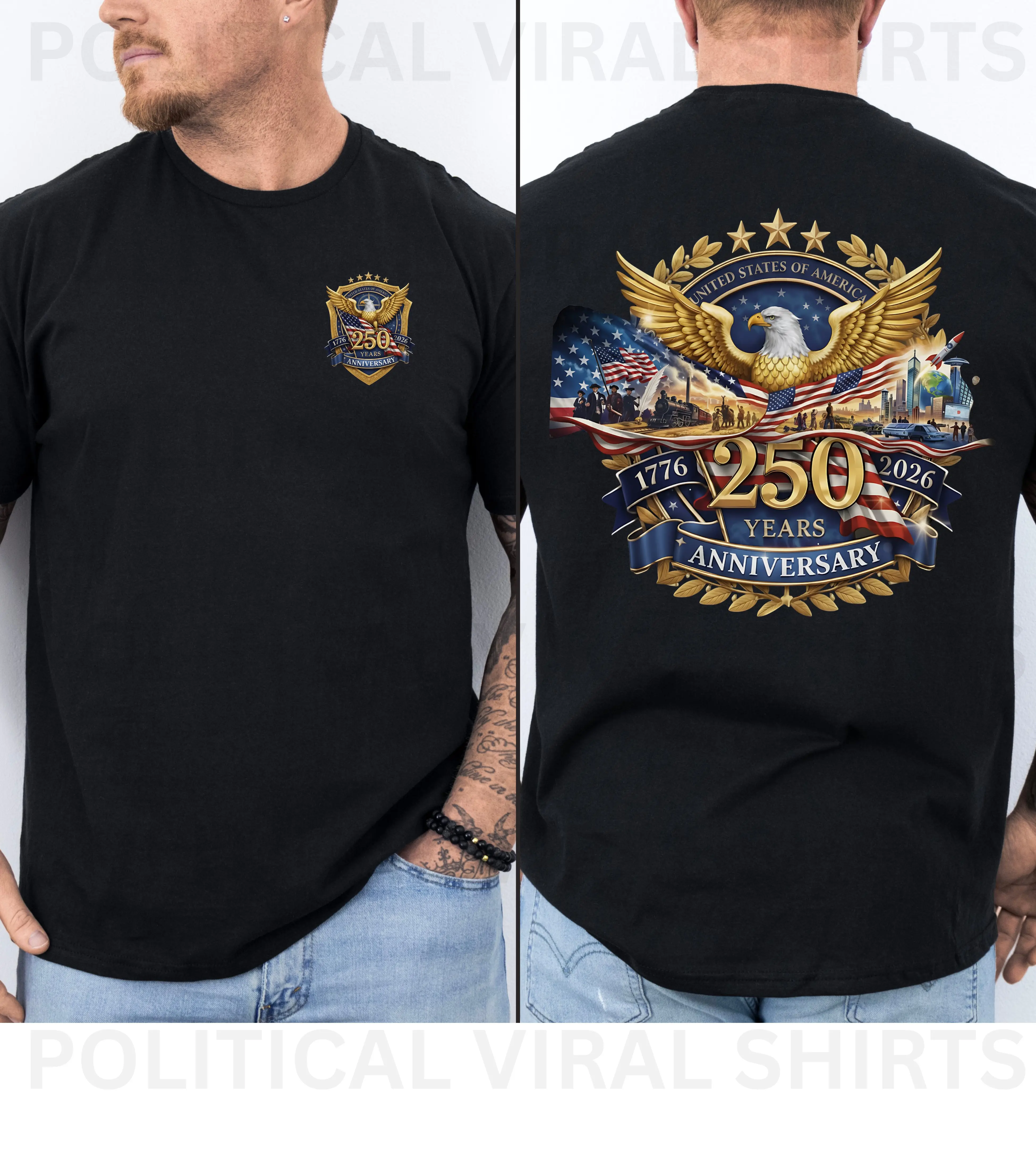 United States 250th Year Anniversary,Conserv front and back graphic Gildan unisex t-shirt,Repub shirts