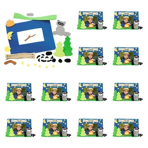 8" x 5" Camp Raccoon Picture Frame Magnet Foam Craft Kit - Makes 12