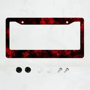 1ps Black and red alloy license plate frame - Universal US license plate cover