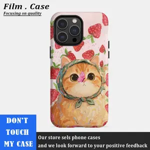 Vintage Cute Cat Compatible With Iphone 17 Pro Max 16 15 Plus 14 13 12 11 Air Xs Xr Phone Case Hard Shell Rugged Phone Case Anti - Scratch Shockproof Frosted Protective Cover Waterproof Outer Layer Durable Shell