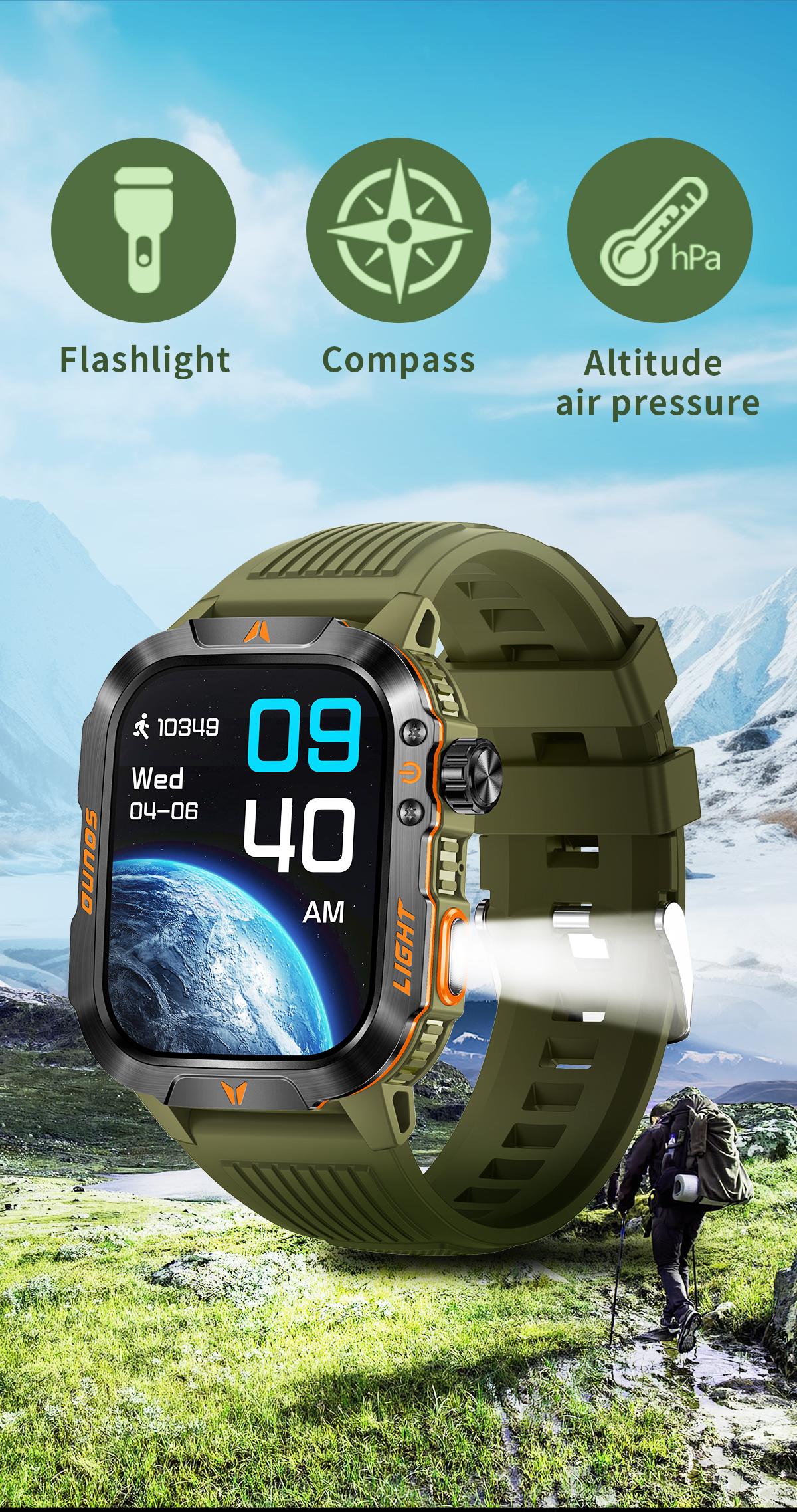 LOOXLK 2026 Outdoor-Style Smartwatch with 2.01-inch IPS Screen LED Lighting Wireless Call Sports Modes Calorie Tracker Compass Weather Alerts Men's Gift Fitness Tracker Applicable to iPhones and Android devices Wearable LOOXLK 2026 Outdoor-Style Smartwatch with 2.01-inch IPS Screen LED Lighting Wireless Call Sports Modes Calorie Tracker Compass Weather Alerts Men's Gift Fitness Tracker Applicable to iPhones and Android devices Wearable