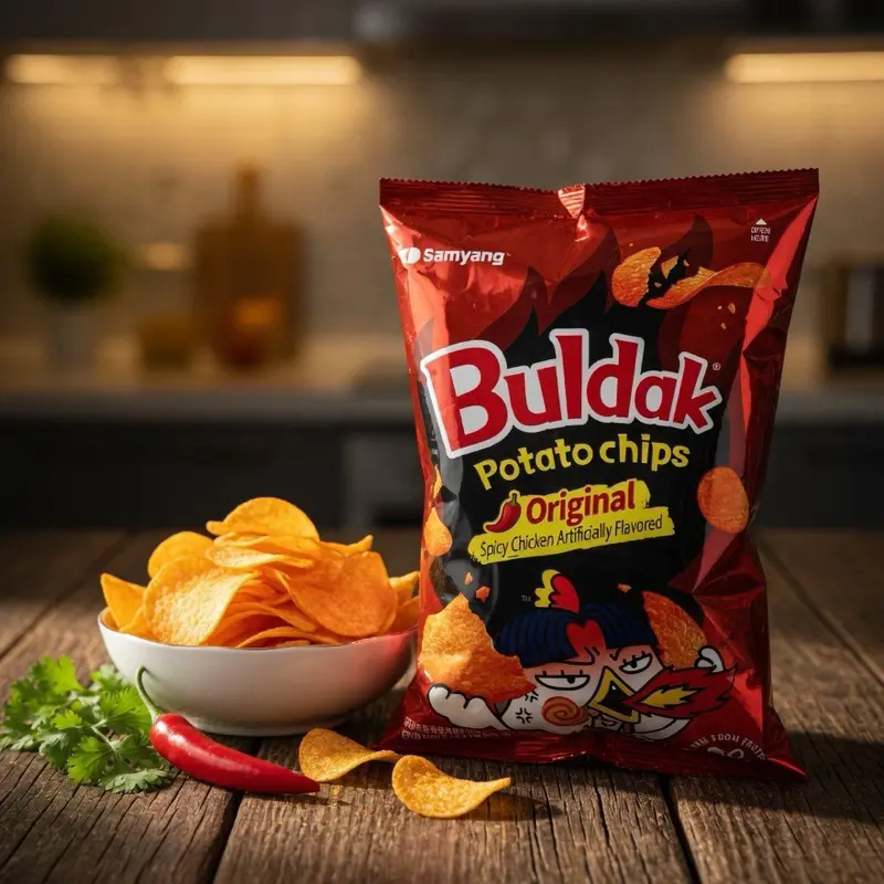 Samyang Buldak Potato Chips Original Spicy Chicken Artificially Flavored Crunchy Snack