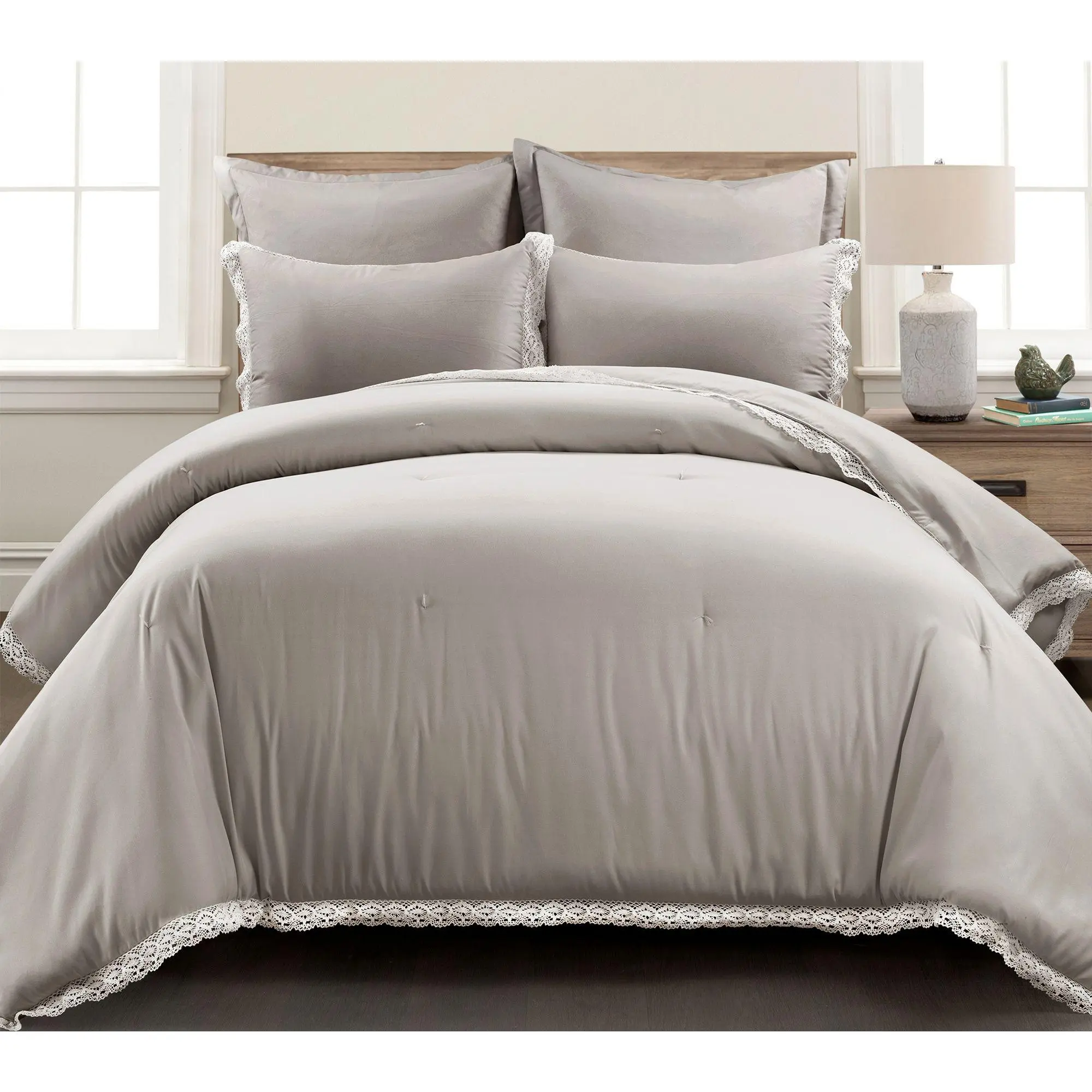 Rosalie Cottage Lace Comforter 5-Piece Queen by Lush Decor
