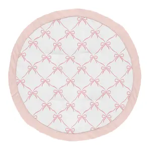 Sweet Jojo Designs Baby Play Mat (Pink Bows) for Girls, Infant, Toddler Tummy Time Activity Floor Playmat (Blush and White Bow for the Ballerina, Ballet Dancer, Princess Collection)