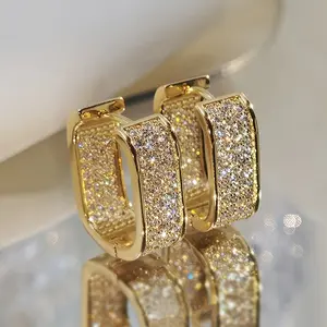Dainty Paved CZ Hoop Earrings Jewelry Decoration Exquisite Zirconia Hoop Earrings For Women & Girls Daily Wear Jewelry Accessories