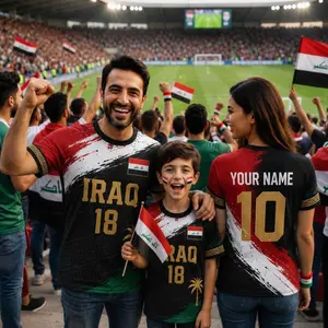 Personalized Iraq Football Shirt, Custom Name Number Iraq Fan Jersey, Iraqi Flag Shirt, National Team Supporter Gift for Men Women Kids L66