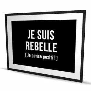 212 MAIN "I'm Rebellious" Bold Typography Wall Artwork, 36x48 in. Black Framed Matted Print, Artistic Statement Piece for Room Home Decor