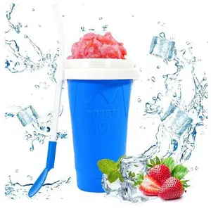 Slushie Maker Cup,Slushy Maker Magic Squeeze Cup Cooling Maker Cup Freeze Mug Milkshake Smoothie Mug,Portable Squeeze Ice Cup for Family (Blue)