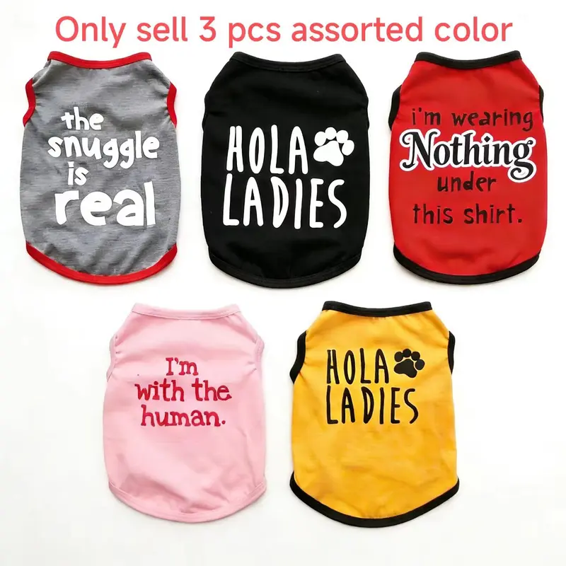 Set of 3 Dog Cat Trendy Vest, Adorable Pet Clothing, Suitable for Small Medium Dogs and Cats, Festival Party, Elastic Spring Summer Sport Vests, Puppy Clothes, Clothes, Husky Clothes
