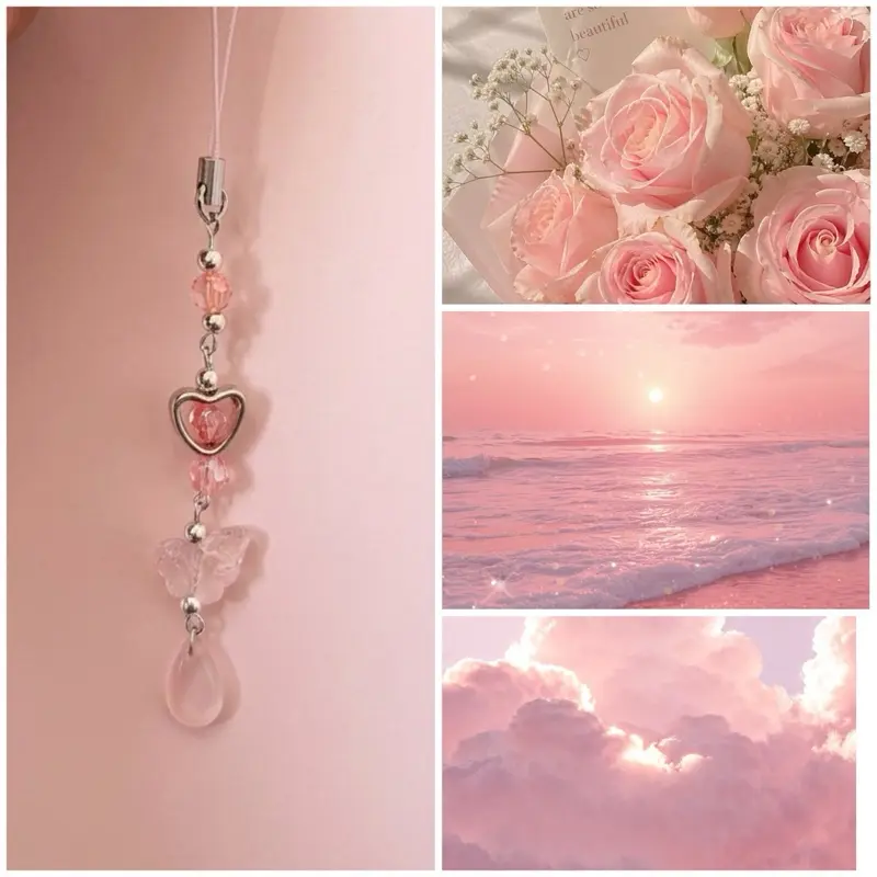 Y2K Light Pink Teardrop Phone Charm Strap for Mobile phone Cameras Accessories