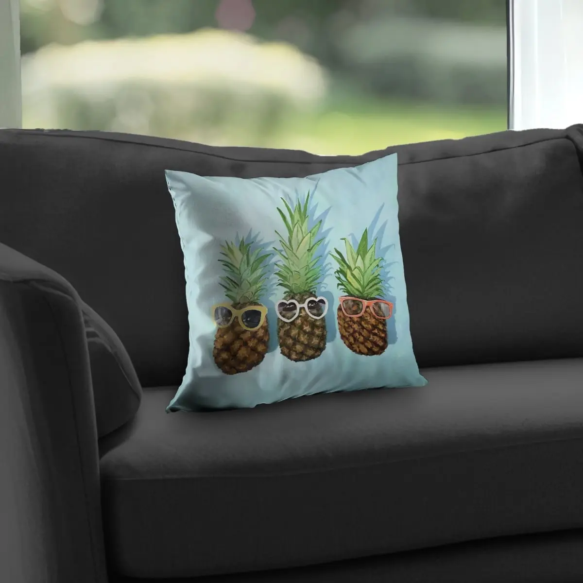 Begin Home Decor C1PT1414TOKZVQ 14x14 in. Summer Pineapples Creative Decorative Cushion - Kids Art Kitchen Throw Pillow