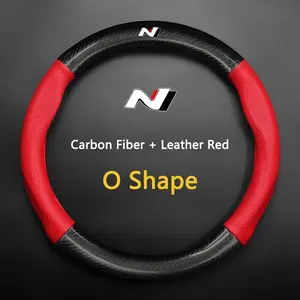 Car Carbon Fibre Leather Steering Wheel Cover for Hyundai I10 I20 I30 I40 Ix25 Ix35 Ix55 Tucson Palisade Santa Fe Sonata Solaris
