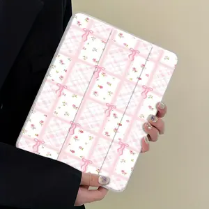 Cute Floral Pattern Tablet Case, Tablet Casing, Auto Wake/Sleep Tablet Protective Cover with Pencil Holder, Protection, Tablet Accessories Compatible with iPad