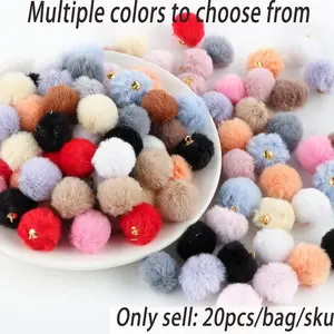 20 Pieces Faux Rabbit Fur Pom Poms in, and Light Gold Colors, Soft Polyester Balls for DIY Jewelry Making, Fashion Accessories, Craft Supplies, Charm Accessory, DIY Ornament, Party Decor, Decoration