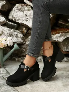 Women's Fashionable Solid Color Chunky Heeled Sandals, Casual Comfortable Platform Sandals for Daily Wear, Trendy All-match Heeled Shoes for Women & Girls, Classy, Elegant Heeled Shoes