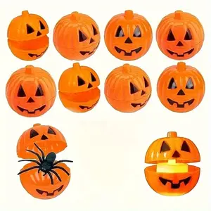 10 Mini Halloween Pumpkin Candy Boxes with Lids, Reusable Plastic Storage Containers, Party Gifts Decorations, Holiday-Themed Organizer