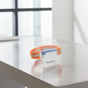 Arm Badge Holder 2 Pack 37cm 14.6inch Reflective Orange Velcro Strap for Security Identification Ideal for Secure Environments