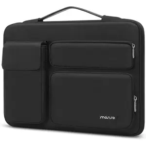 MOSISO 360 Protective Laptop Sleeve Compatible with MacBook Pro 16 inch, 15-15.6 inch HP, Dell, Acer, Lenovo, Asus, Sony, Toshiba Notebook, Side Open Bag with 2 Raised&1 Flapover Pockets, Black