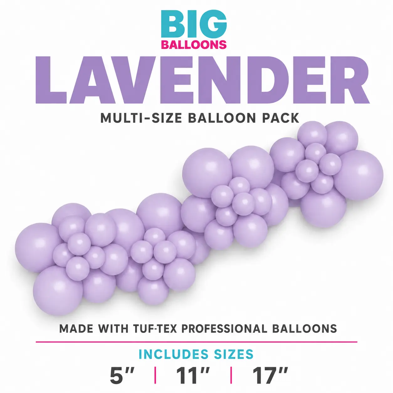 Lavender Balloon Multi-Size Pack Professional Latex Balloons for Balloon Arch Garland Event Decor | 54 Total Balloons | 5”, 11” & 17” Sizes | DIY Balloon Garland Kit