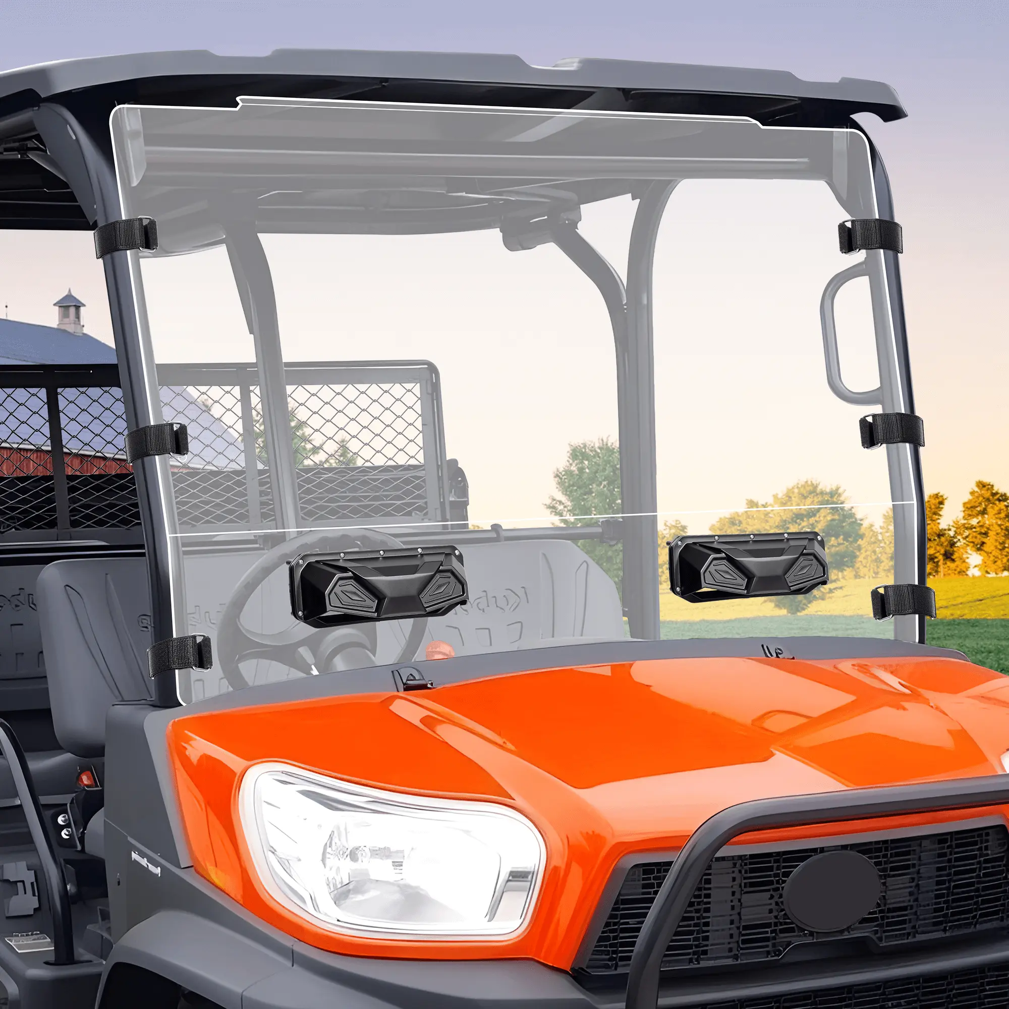 StarknightMT Front Windshield with Vent Compatible with Kubota RTV X900/ X1120 Heavy-duty Full PC Windscreen Clear Window Not Compatible with the RTV 900/1140
