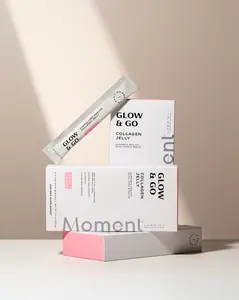 Glow & Go Complete Edible Beauty Supplement Jelly Sticks, 2000mg Marine Collagen, Vitamin C, Sodium Hyaluronate, Japanese Lychee Seed Extract for Skin Hair and Nails