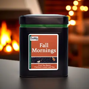 SoMo Tea Fall Mornings Fruit Tea Blend Premium Loose Leaf Tea Flavor for Autumn & Winter with Spices Cinnamon Almonds Hibiscus US Made