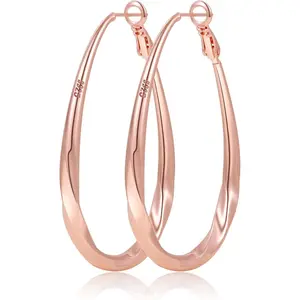 Silver Hoop Earrings for Women Oval Hypoallergenic 925 Sterling Silver Hoop Earrings Lightwieght Large Hoops Earring for Women Trendy