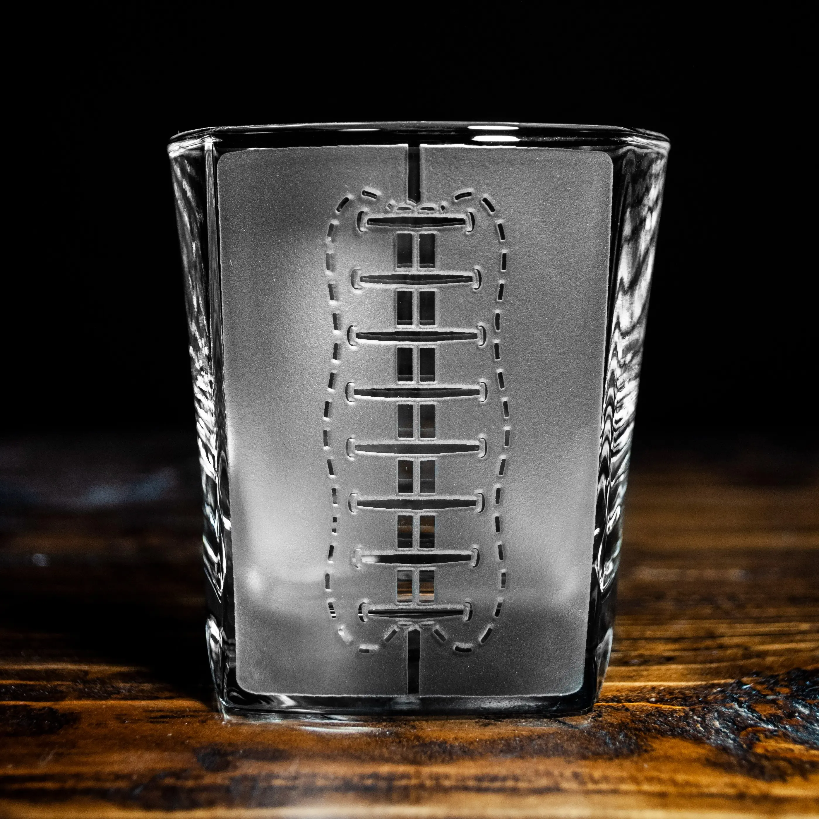 Football Square Whiskey Glass - 9.25oz