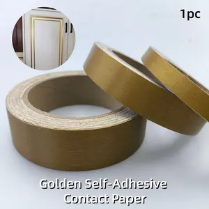 Golden Elegant Texture Self-Adhesive Wallpaper,Self-Adhesive Edges Strip, Self-Adhesive Design for Wall Decoration,for Wardrobe Doors and Cabinets, Removable, Easy to Match and Stick, Perfect for Home Decor