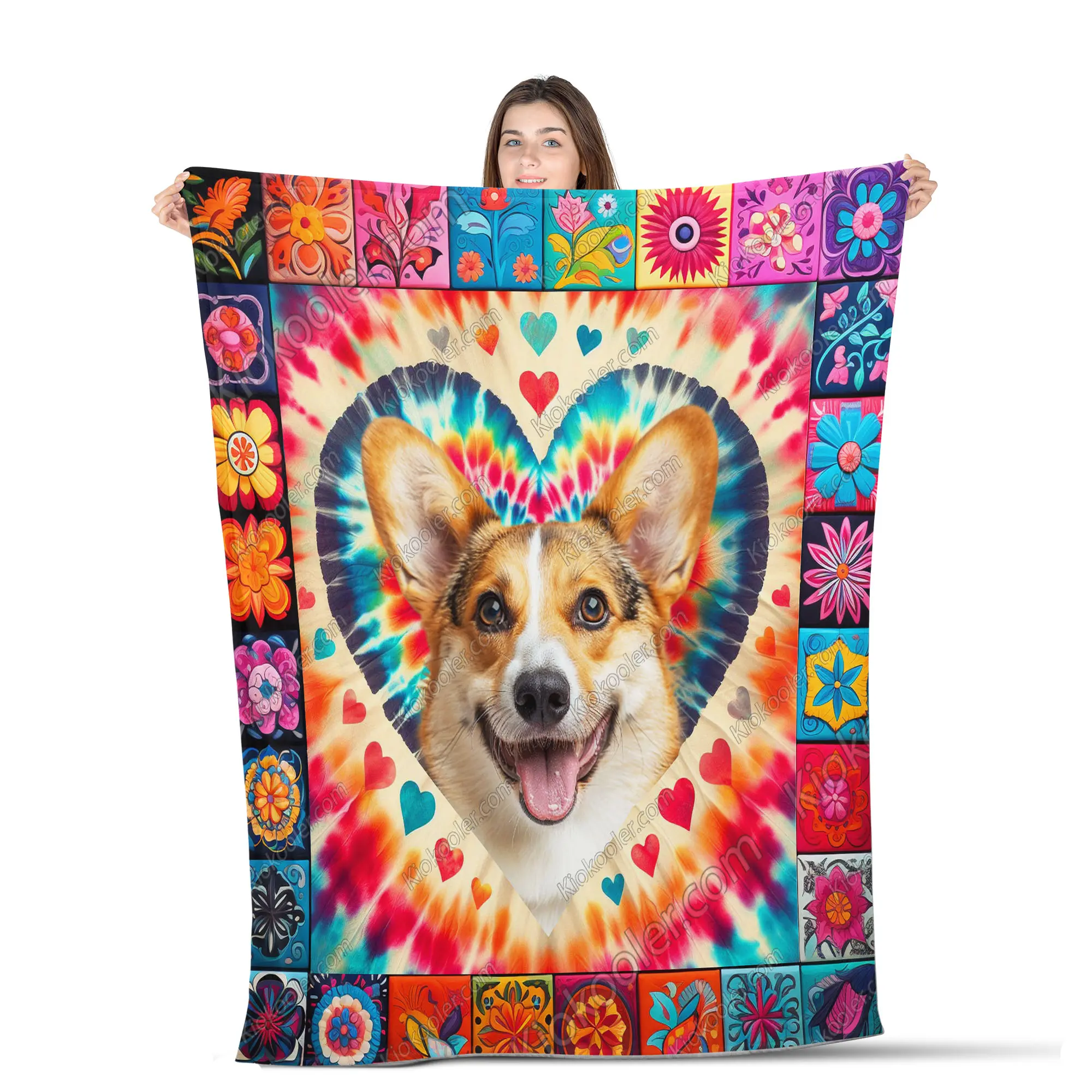 Pembroke Welsh Corgi Dog Hippie All Season Blanket, Pembroke Welsh Corgi Dog Decor, Gifts For Dog Lovers, Sofa Throw Blanket Comfort Warmth Soft Blanket Fleece Blanket, Sherpa Blanket