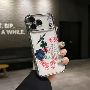 Colorful Cross Badge Style Phone Case for iPhone 17 AIR 17 PRO 16 PRO 15  PRO MAX  14 PLUS 13 PRO 12 11 series (silicone softshell) airbag anti-drop and shockproofmobile phone protective case, Tpu