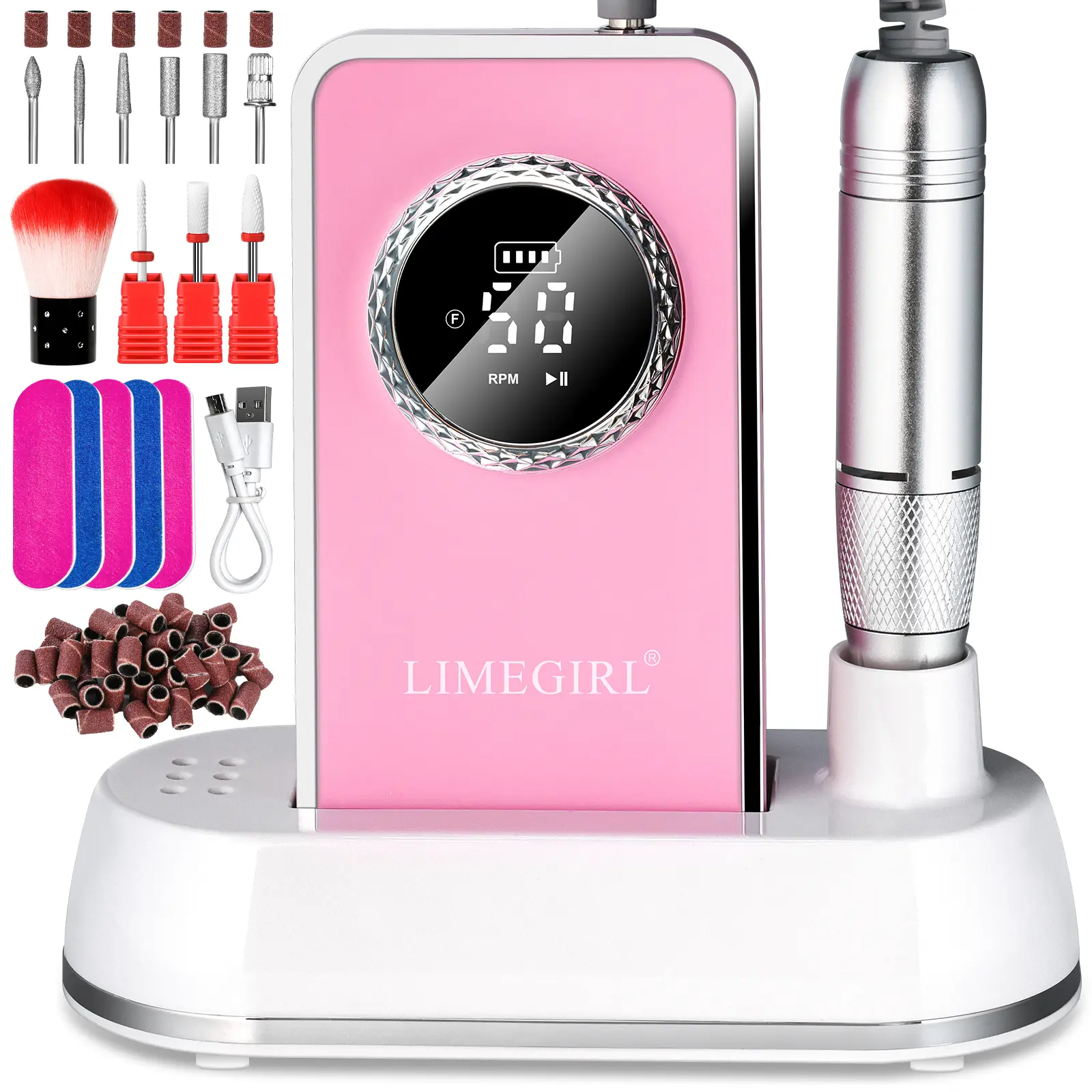 45000 RPM Professional Nail Drill Kit With Multifunctional Drill Bits, Large LCD Display, High - Capacity Battery & Portable Design For Manicure And Pedicure Nail Tech Accessories, Salon Equipment, Sleek Device, Durable Plastic Nail Drill Machine