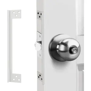Door Latch Shield Plate Grayish White, Outswing Door  Protector, Door Latch Guard Plate, Cover to Block Access to The Door Lock/Deadbolt Latch (7 in. - 1pack)