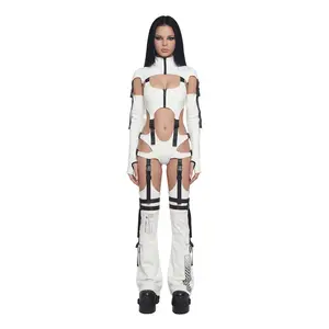 Digital Lands Bodysuit And Leg Warmers Set - White