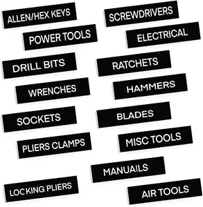 15 PCS Magnetic Toolbox Labels,Reusable Organizer Tags For Steel Toolboxes, Tool Carts, Drawers & Cabinets,Tool Organization Accessories
