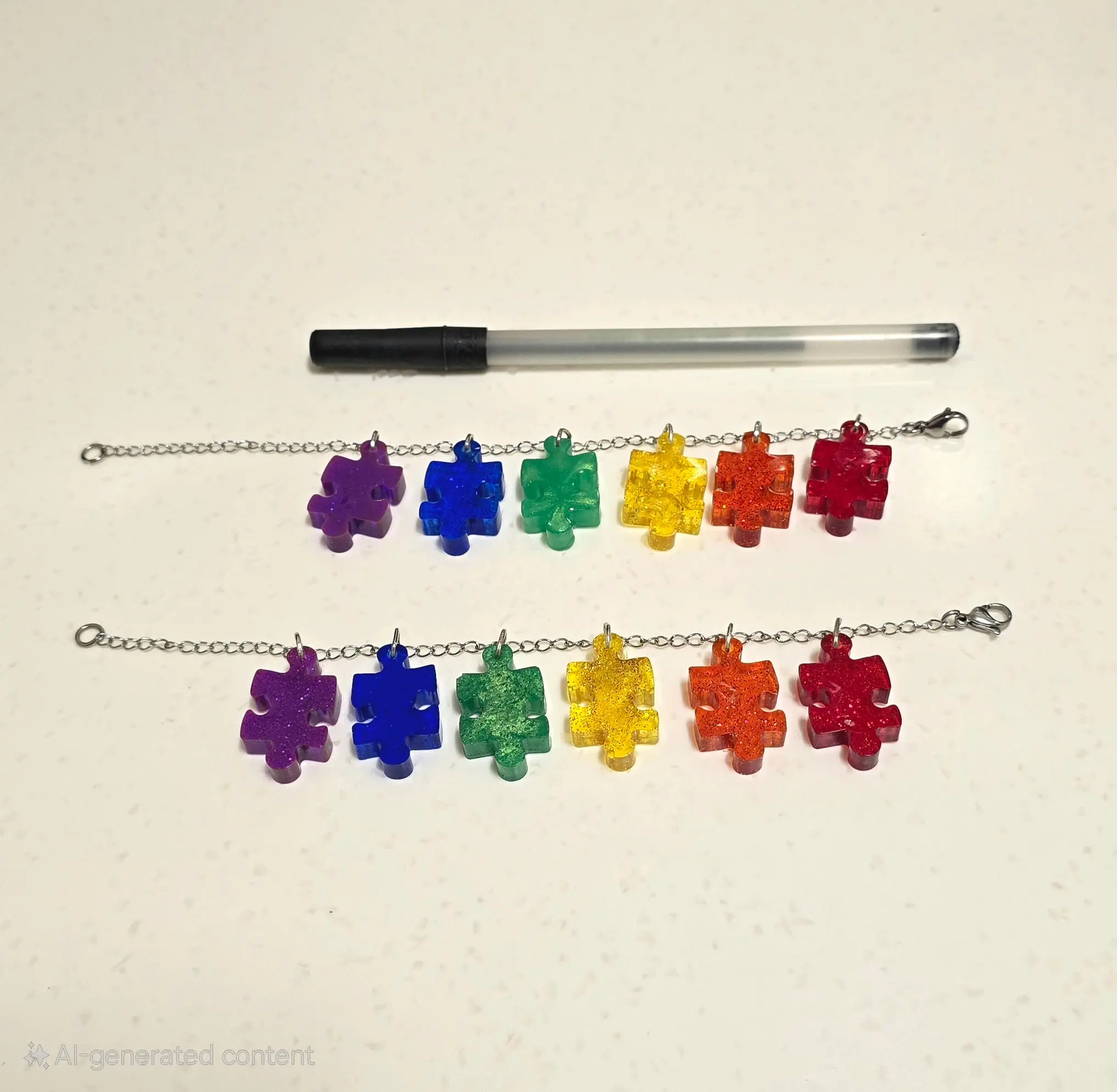 Rainbow Autism Awareness Puzzle Piece Charm Bracelet