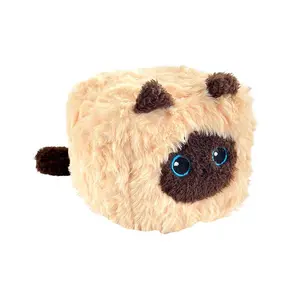 Generic Square Siamese Cat Plush Toy Cute Fluffy Stuffed Animal Pillow Soft Squishy Companion For Kids Home Bedroom Decor