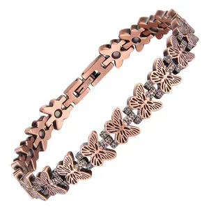 1pc Copper Magnetic Bracelet, Fashionable Butterfly Copper Cuff for Men and Women，Adjustable Bracelet | Polished Finish Bracelet | Intricate Link Design, Copper Magnetic