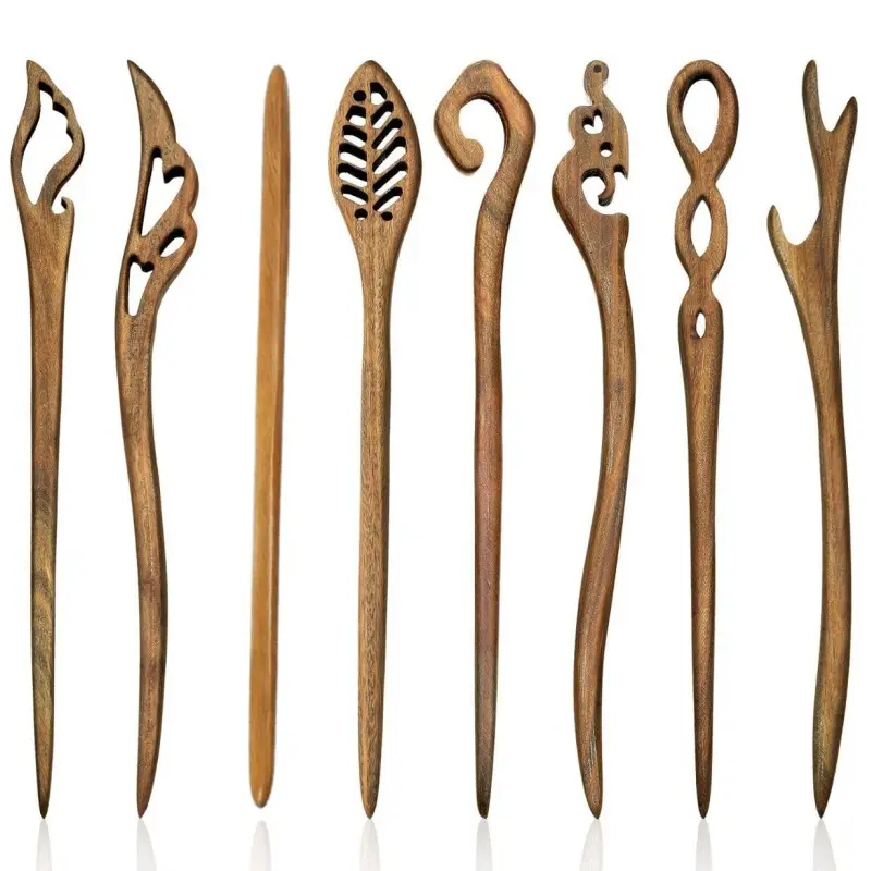8-piece Set of Wooden Hair Sticks, Women's Chinese Hairpins, Perfect for Birthday Gifts, Wedding Anniversaries, New Year Gifts, Valentine's Day Gifts