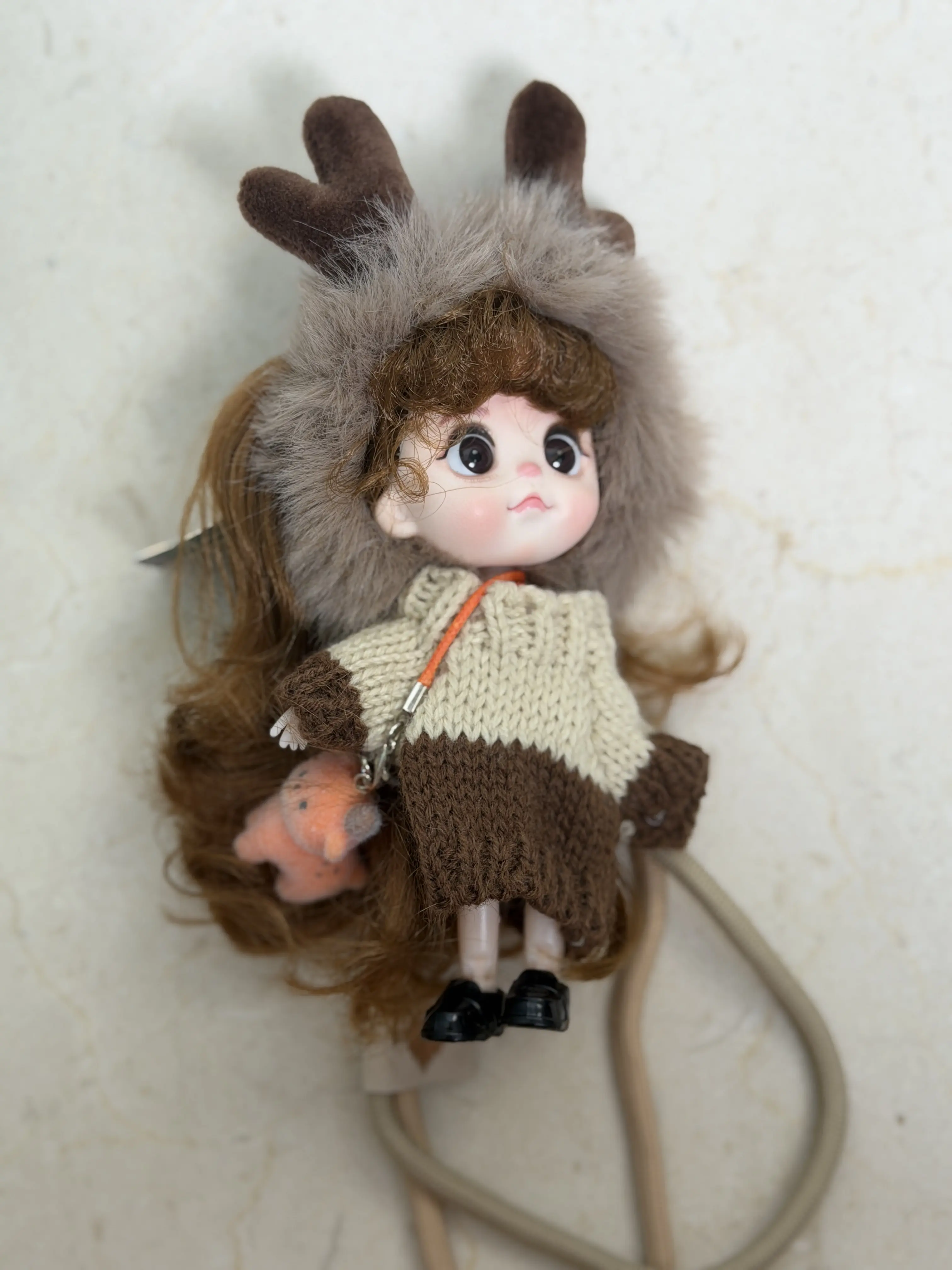#14 - OB11 BJD Dress-up Doll Keychain with Movable Joints, Mini Fashion Doll Backpack Charm, Collectible Gift for Ages 14+