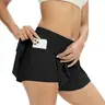 Women's High Waist Flowy Quick Dry Spandex Cheer Sports Skort - Yoga Activewear with Underneath Pockets, Sporty Chic for Gym, Biking, Casual Summer Use
