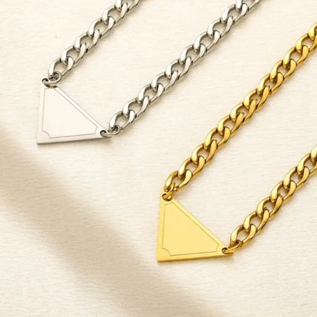 Triangle Pendant Chain with Engraving - Versatile Design for Various Occasions and Wear
