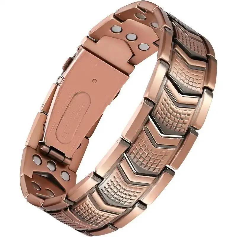 Retro pure copper men's magnetic bracelet, crafted from high-quality pure copper, with a thick and durable texture that doesn't fade easily. It is equipped with powerful magnets, making it suitable for daily wear, as a gift, or for personal use.