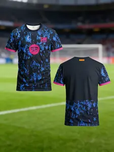 Barcelona Spain Men'S Football Jerseys & Crew Neck Comfort Sports Tops | Perfect for Matches, Training, Daily Leisure and Gifting, Slight Stretch Fabric, Print Pattern, Suitable for Spring/Summer/Fall, Soccer Tee, Soccer Shirt