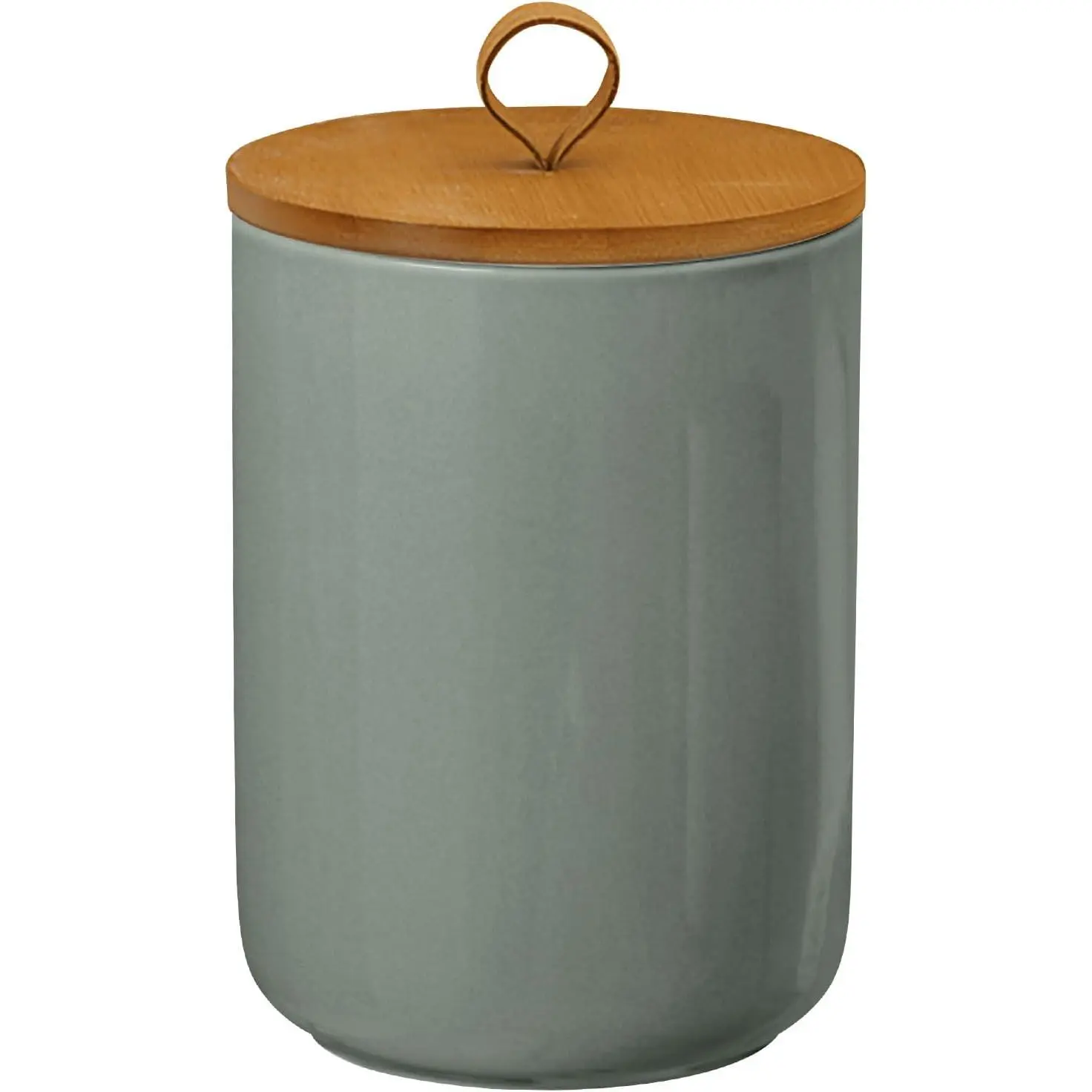 Large Ceramic Storage Jars, Modern Elegant Highly Polished Airtight Gorgeous Storage Canisters with Wooden Lid Food Storage Jar for Kitchen Spice Tea Vanilla Sugar Coffee Beans (Light grey)